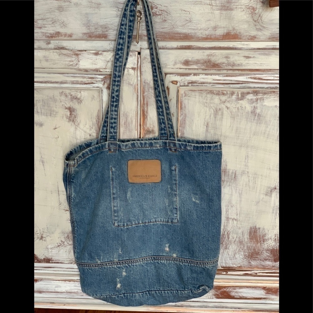 American Eagle Distressed Denim Logo Tote​​​​​​​​​ - Picture 5 of 5
